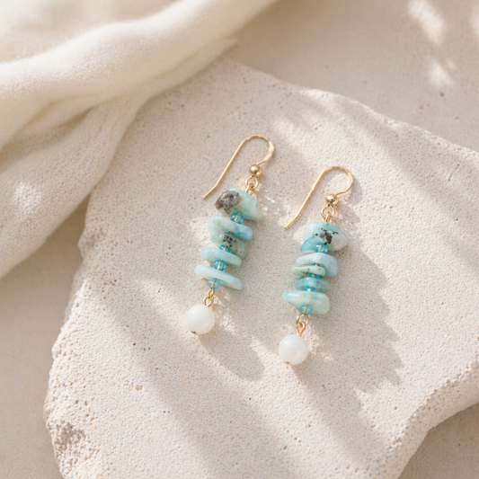 Chalk Sound Larimar Earrings :: 14k Gold Filled