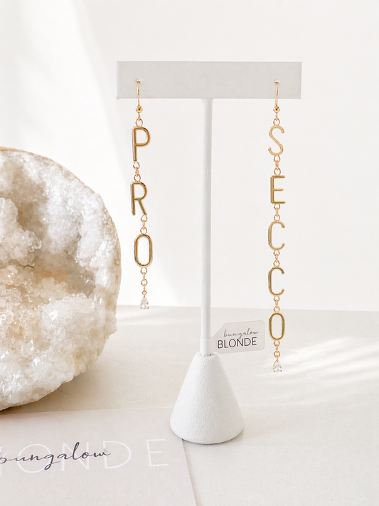 Prosecco Letter Initial Earrings :: 14k Gold Filled