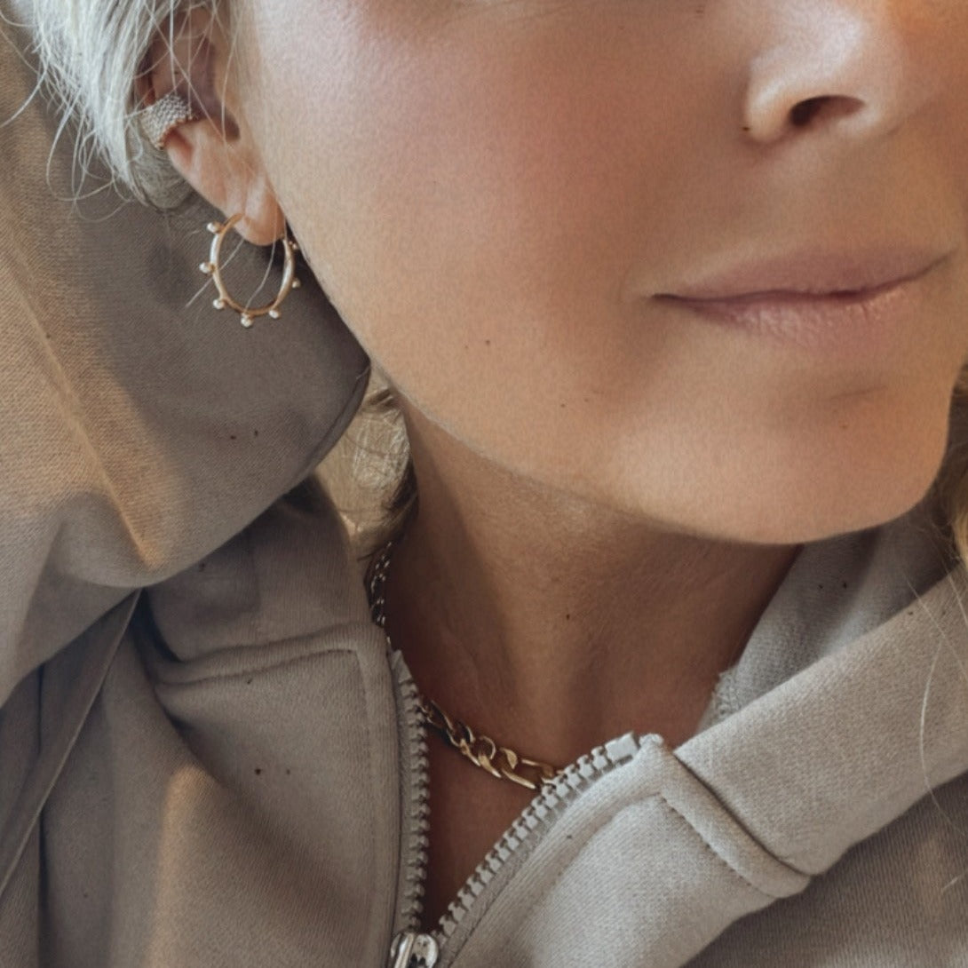 Helm Studded Hoop Earrings :: 18k Gold Filled