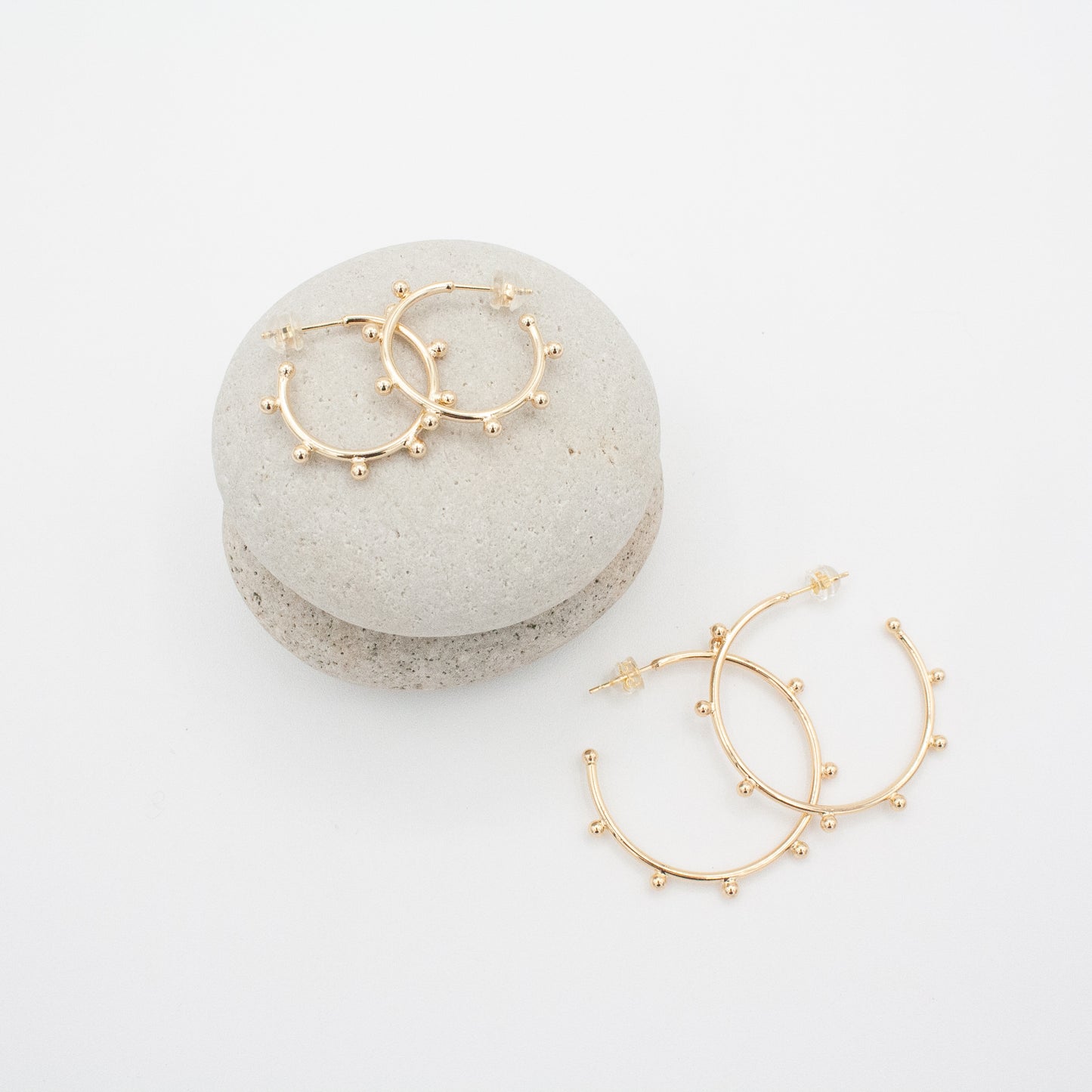 Helm Studded Hoop Earrings :: 18k Gold Filled