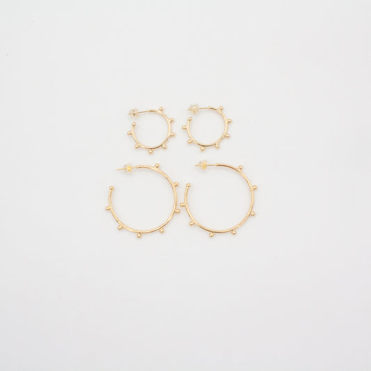 Helm Studded Hoop Earrings :: 18k Gold Filled