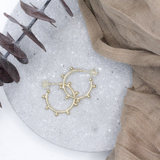 Helm Studded Hoop Earrings :: 18k Gold Filled