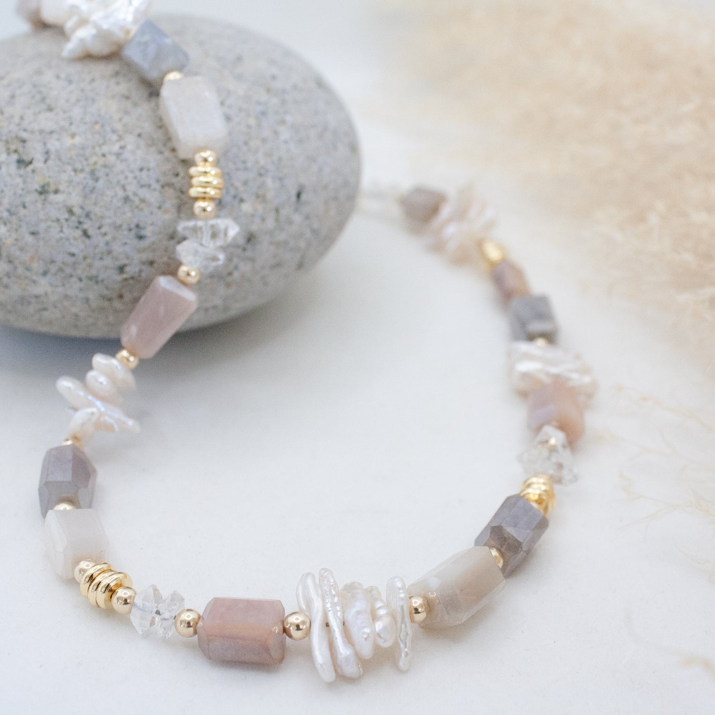 Herkimer + Pave Diamond Paradise Necklace :: 18k Gold Filled