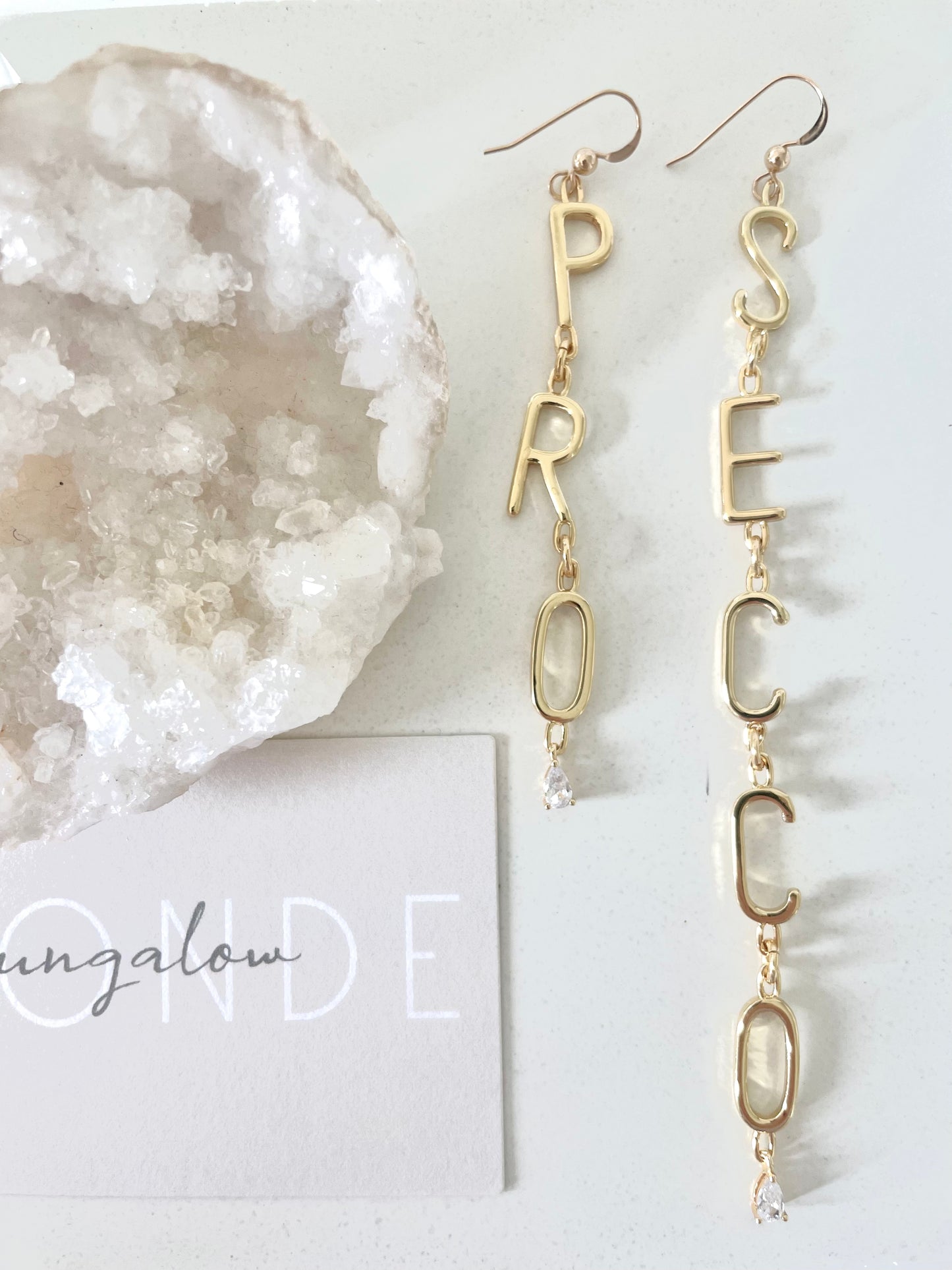 Prosecco Letter Initial Earrings :: 14k Gold Filled