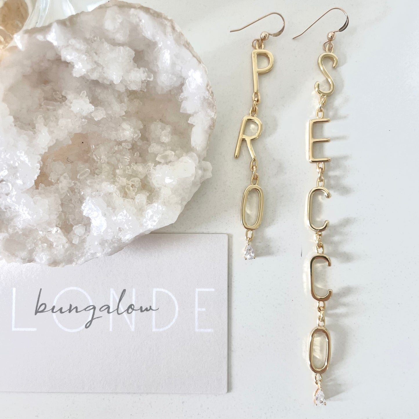 Prosecco Letter Initial Earrings :: 14k Gold Filled