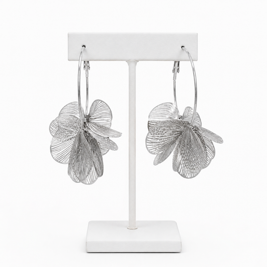 Island Bloom Hoops : Silver