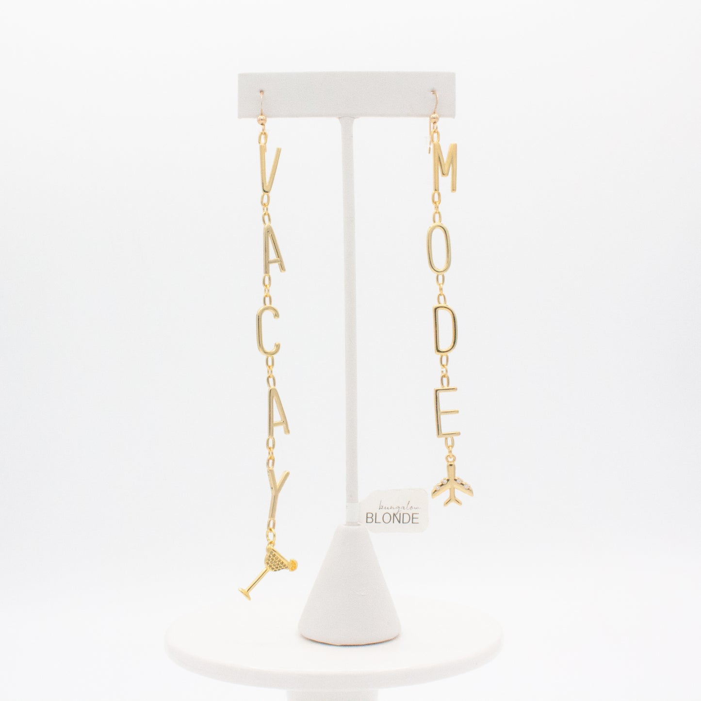 Vacay Mode Letter Earrings :: 14k Gold Filled