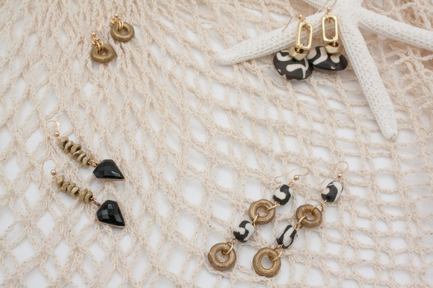 Onyx Diamondback Earrings :: 14k Gold Filled