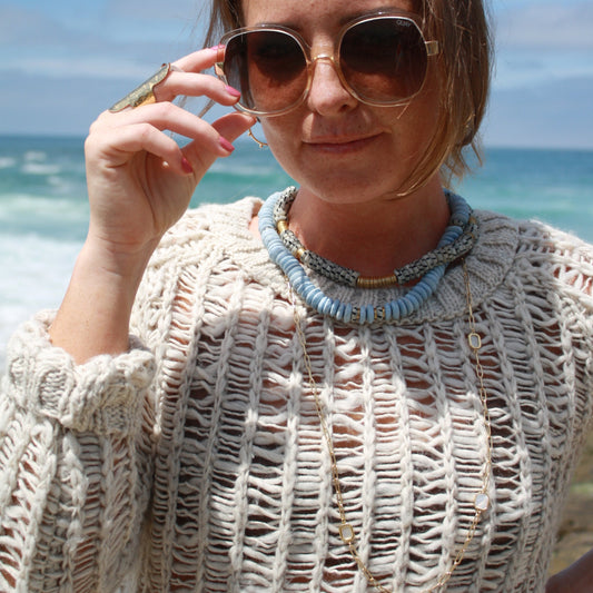 Antigua Beaded Necklace :: Powder Blue