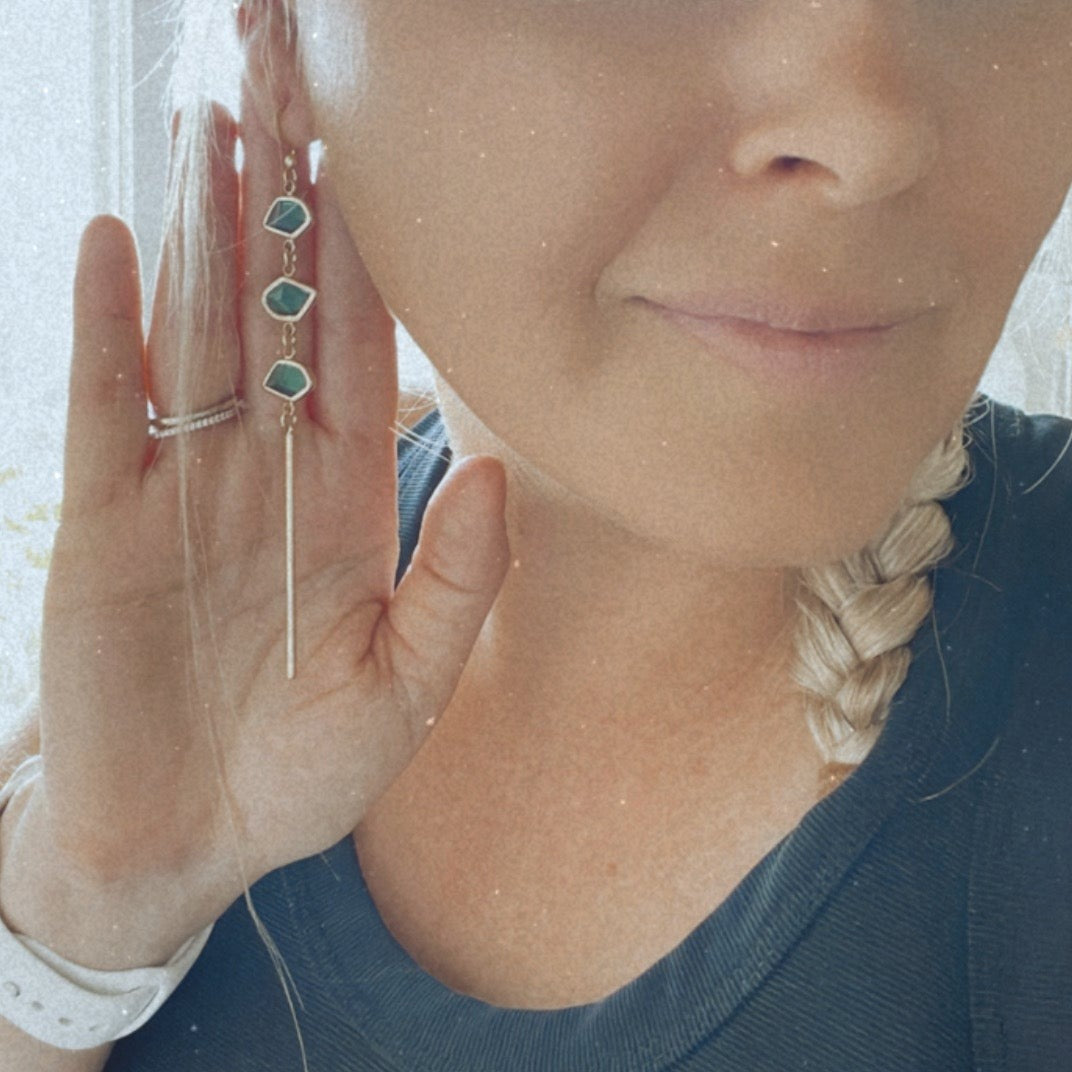 Bali-Ali Gemstone Earrings :: Emerald