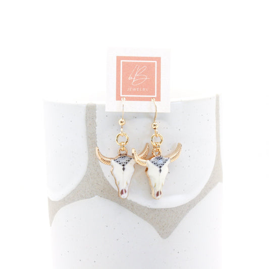 Steer Head Earrings :: Aztec