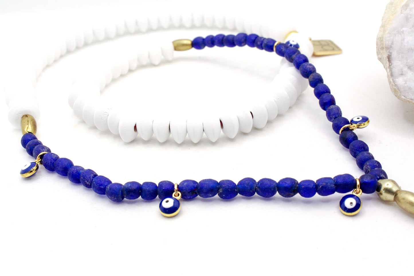 Santorini Evil Eye Tassel Necklace
