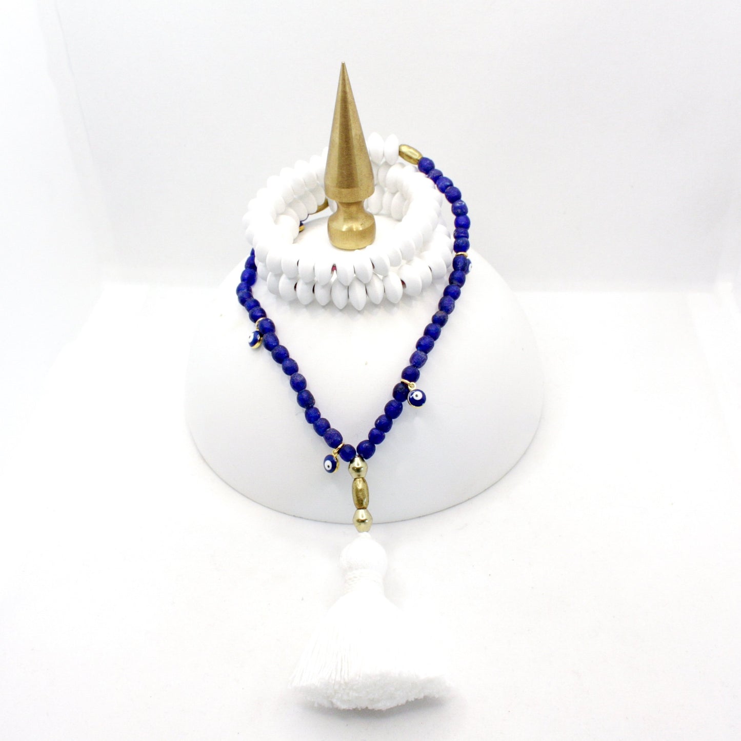 Santorini Evil Eye Tassel Necklace