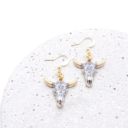 Steer Head Earrings :: Geo