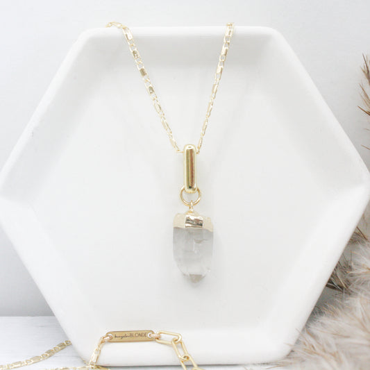 Long Crystal Quartz Necklace :: 24k Gold Filled