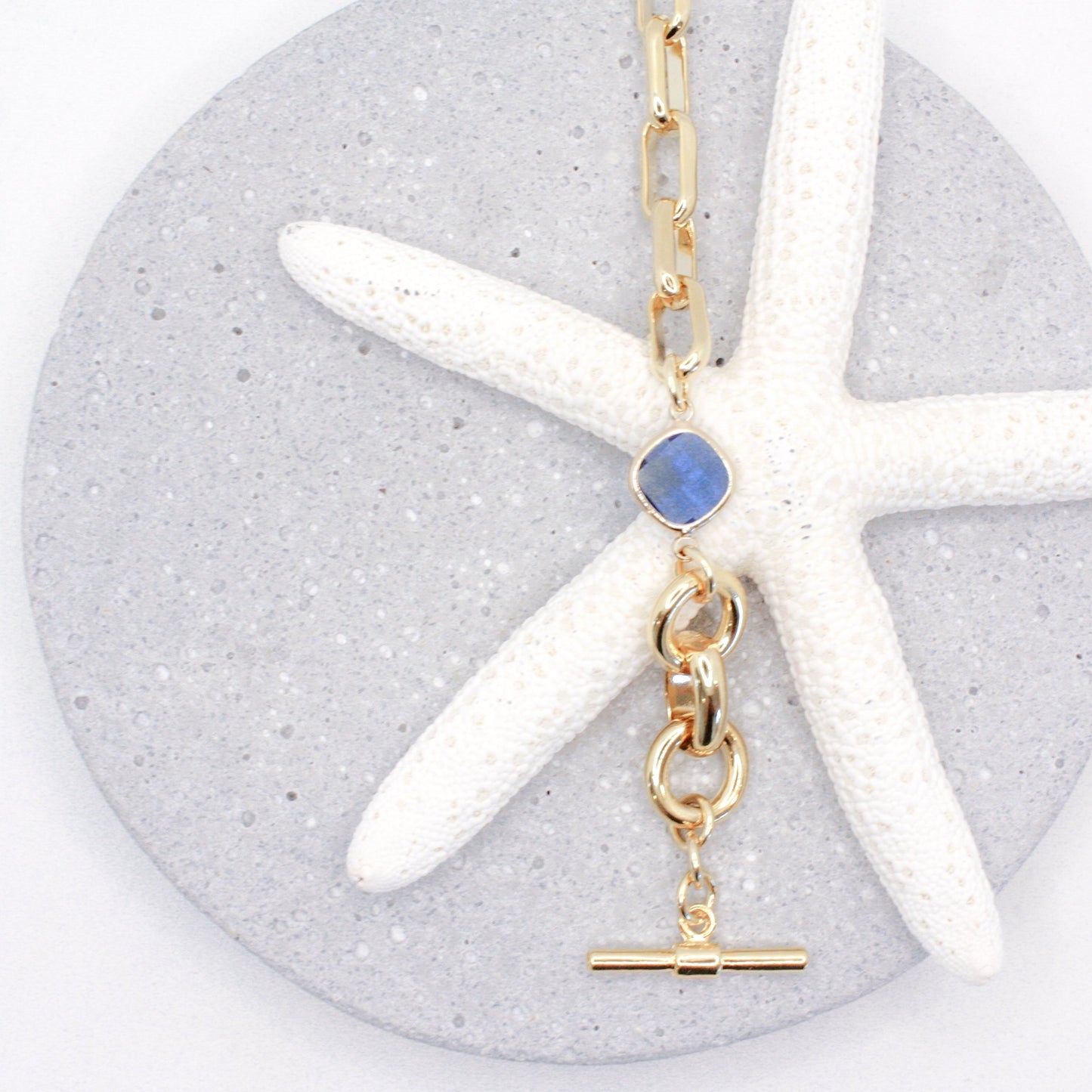 Athena Gemstone Gold Link Bracelet