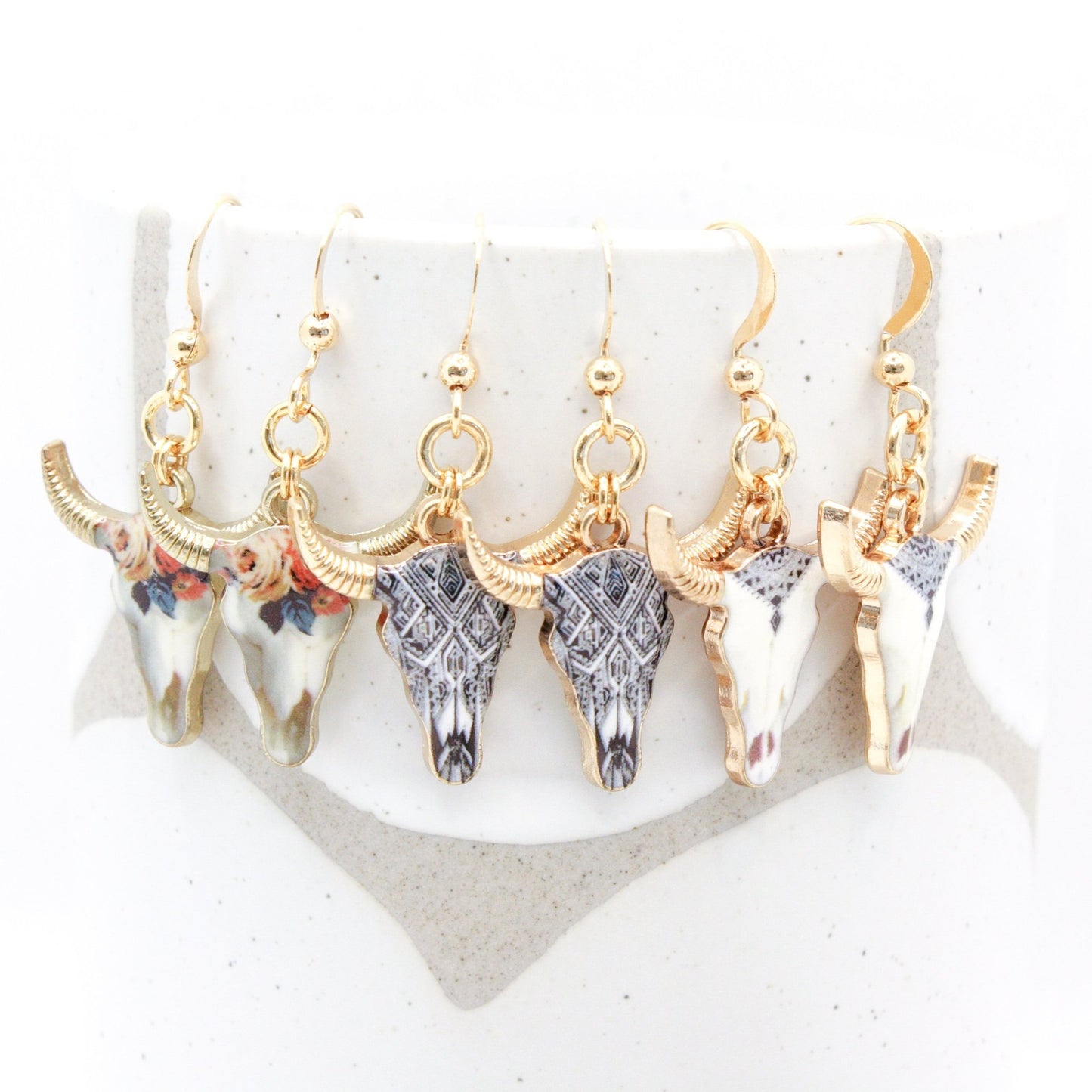 Steer Head Earrings :: Geo