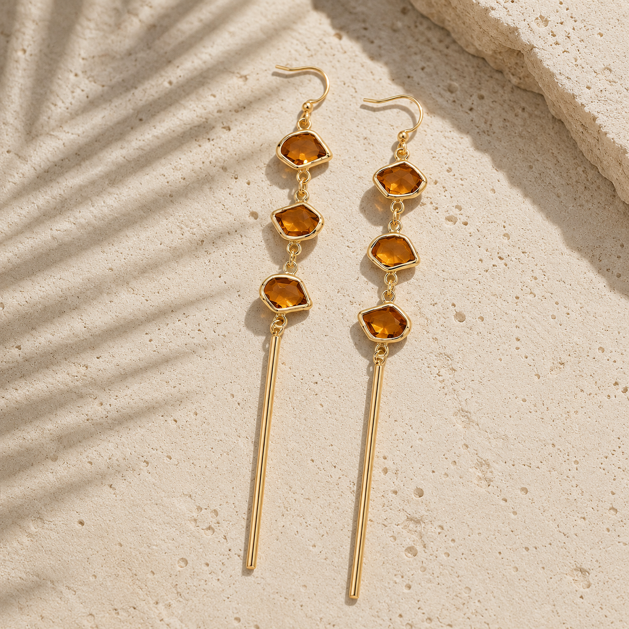 Bali-Ali Gemstone Earrings :: Amber