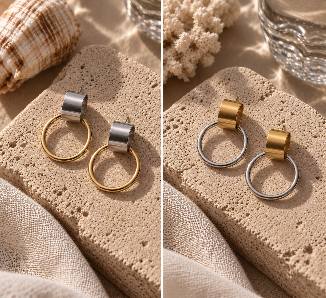Mini Two Tone Gimchi Hoops