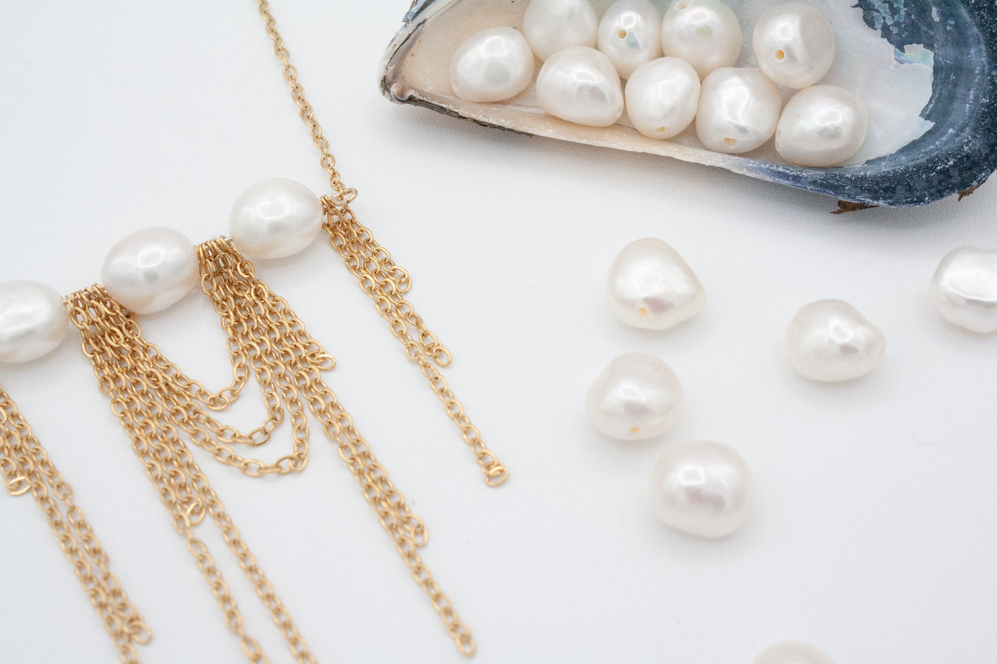 CoCo Fringe Pearl Necklace :: 24k Gold Filled