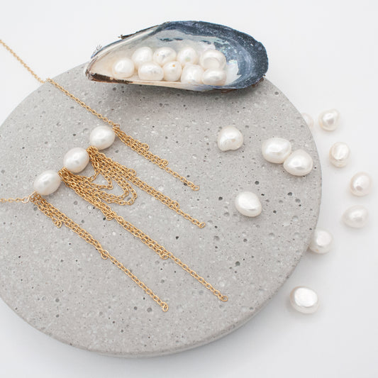 CoCo Fringe Pearl Necklace :: 24k Gold Filled