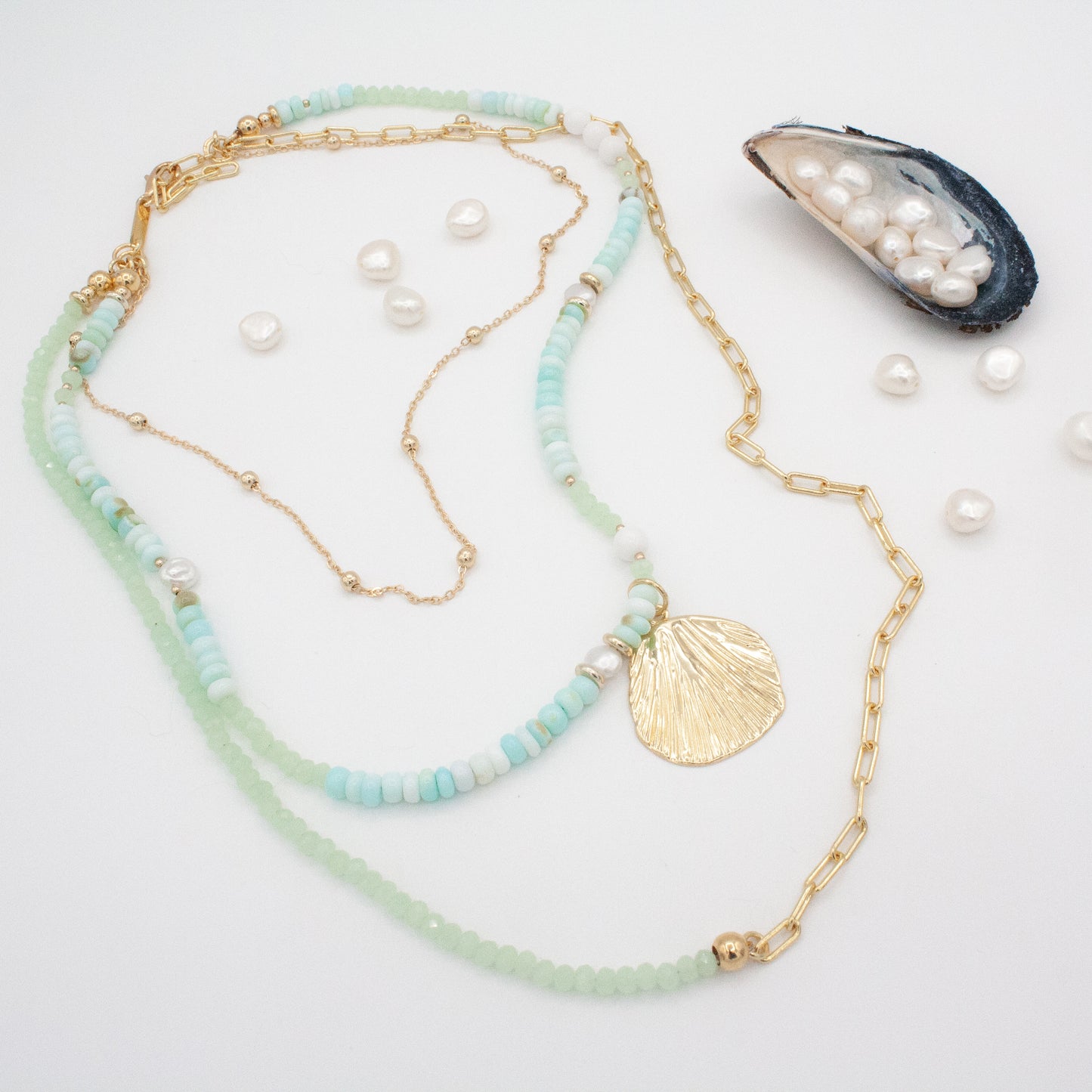 Grace Bay Peruvian Opal Necklace :: 14k Gold Filled