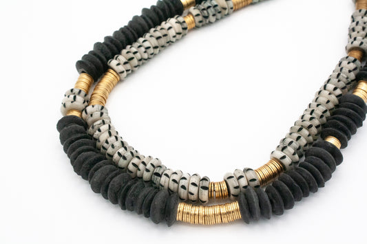 Antigua Beaded Necklace :: Slate Grey