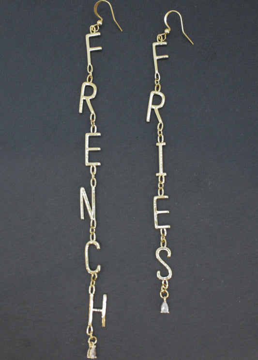 French Fries Letter Initial Earrings :: 14k Gold Filled
