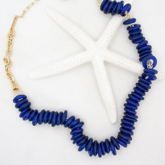 Koko Glass Bead Necklace - Royal :: 24k Gold Filled