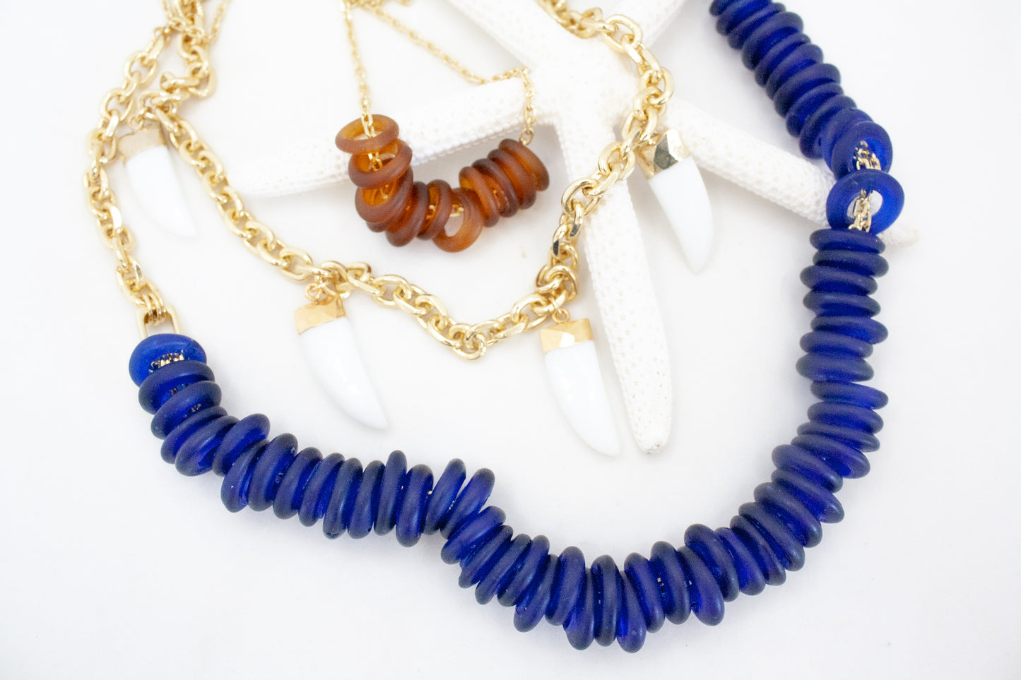 Koko Glass Bead Necklace - Royal :: 24k Gold Filled