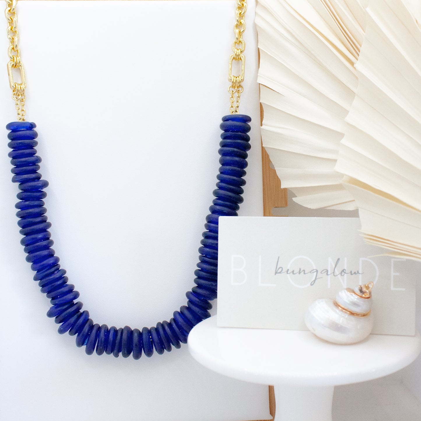 Koko Glass Bead Necklace - Royal :: 24k Gold Filled