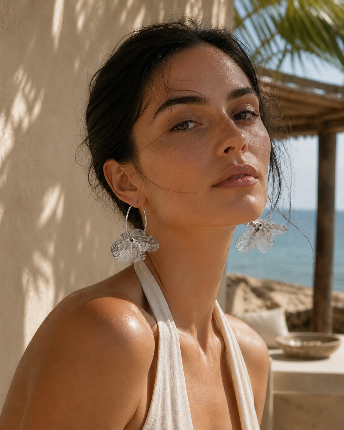 Island Bloom Hoops : Silver