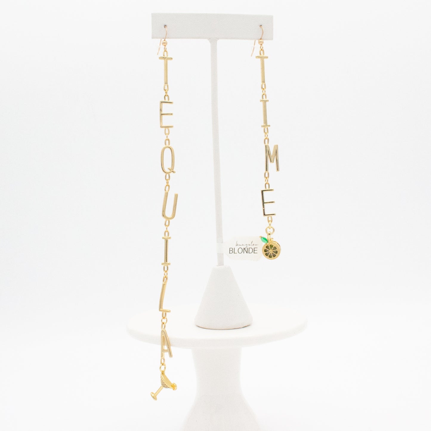Tequila Time Letter Earrings :: 14k Gold Filled