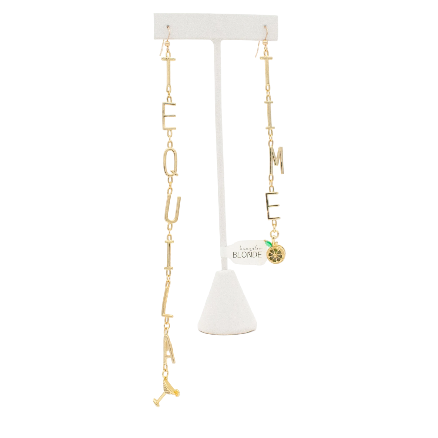 Tequila Time Letter Earrings :: 14k Gold Filled