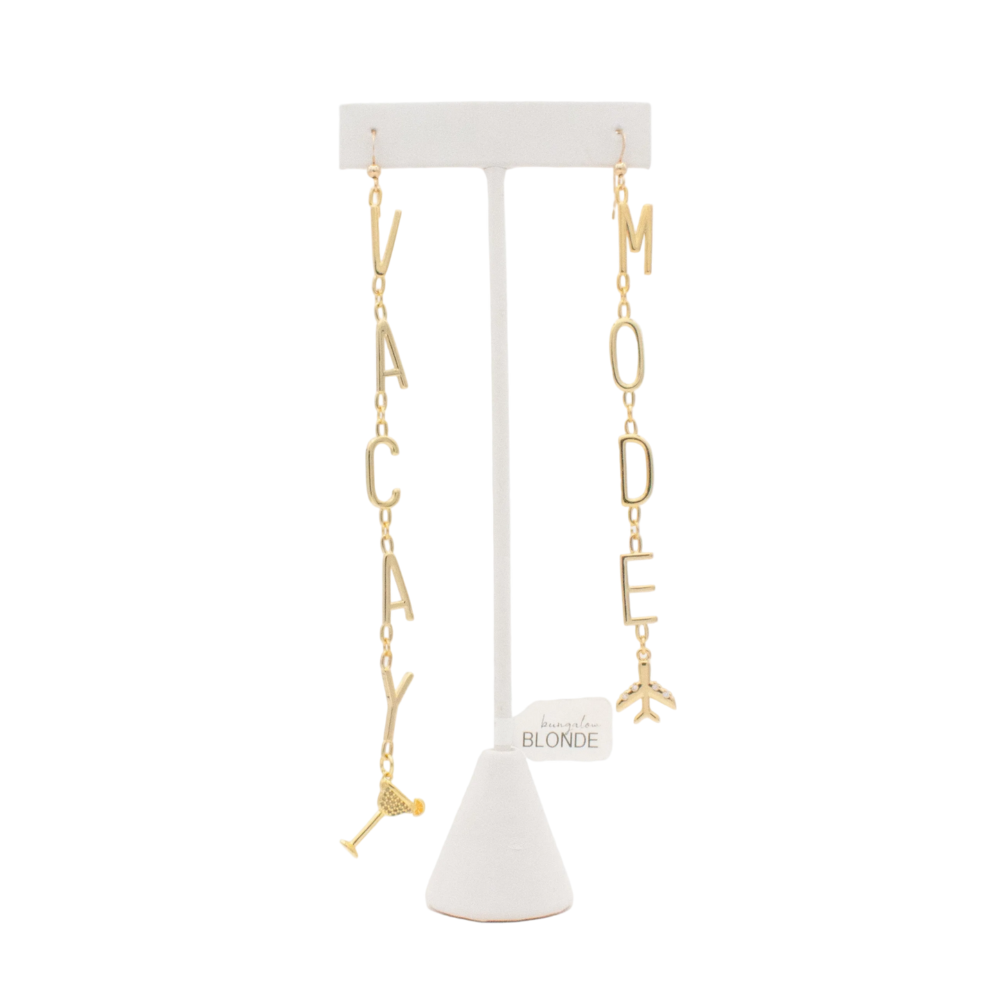 Vacay Mode Letter Earrings :: 14k Gold Filled