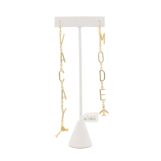 Vacay Mode Letter Earrings :: 14k Gold Filled