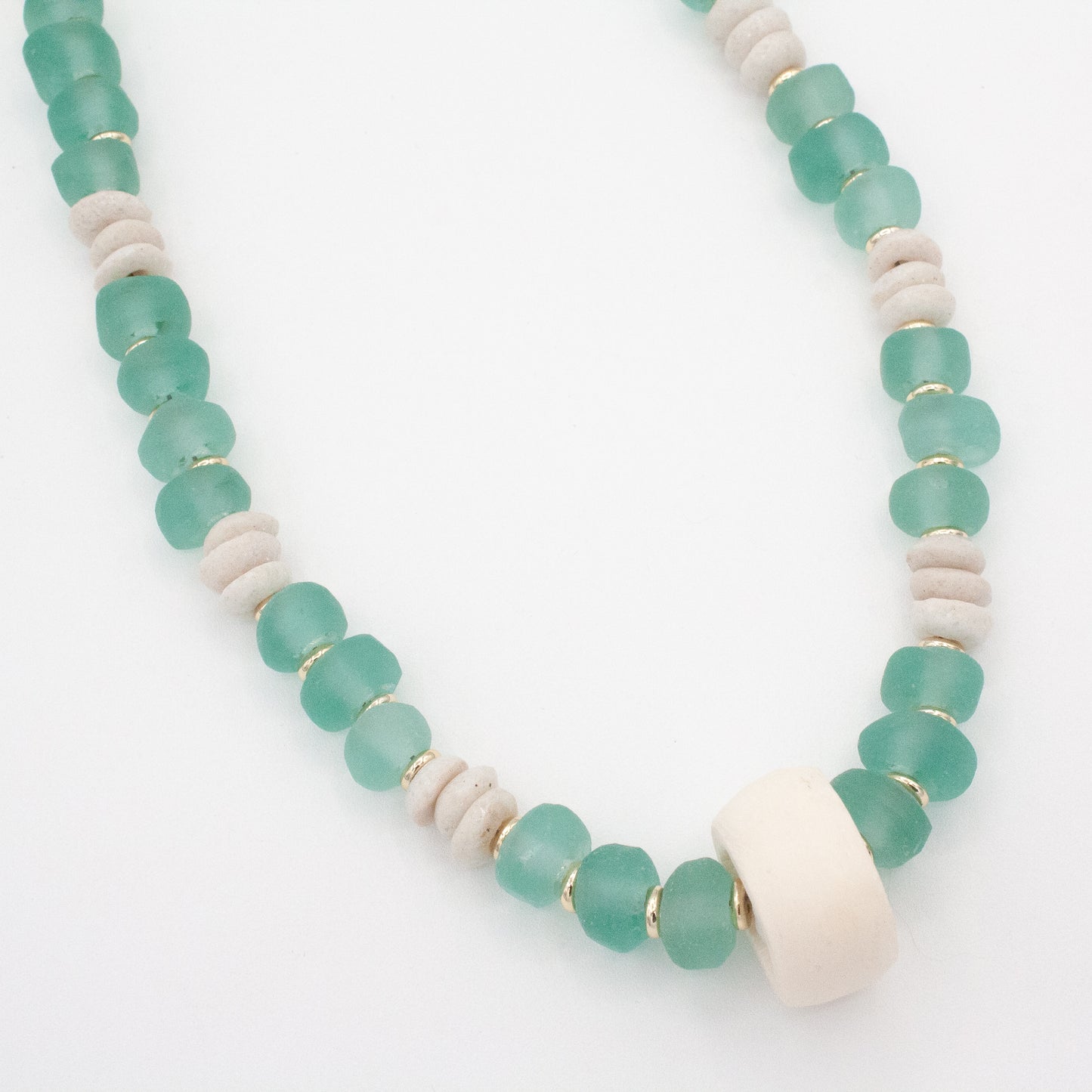 Coastal LuLu Glass + Bone Necklace :: 14k Gold Filled