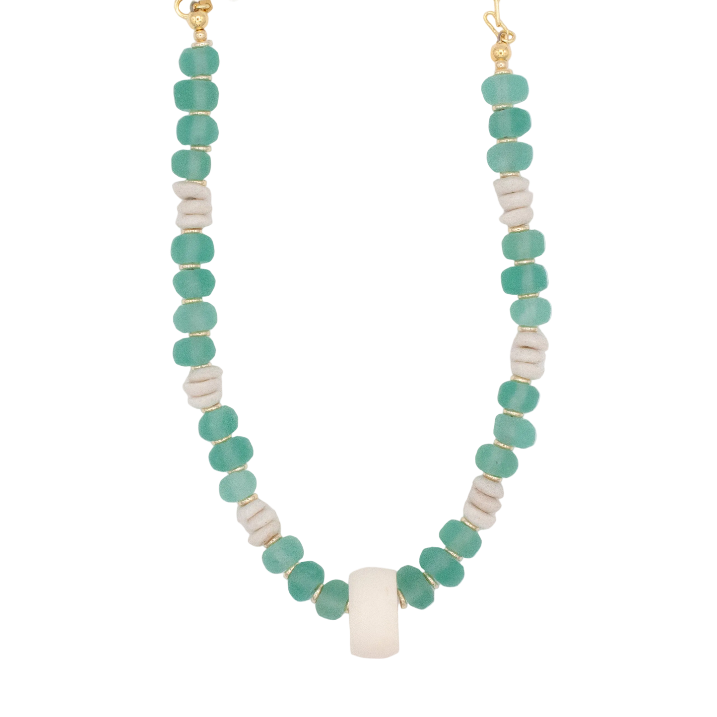 Coastal LuLu Glass + Bone Necklace :: 14k Gold Filled