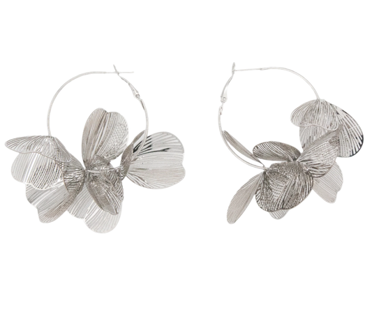 Island Bloom Hoops : Silver