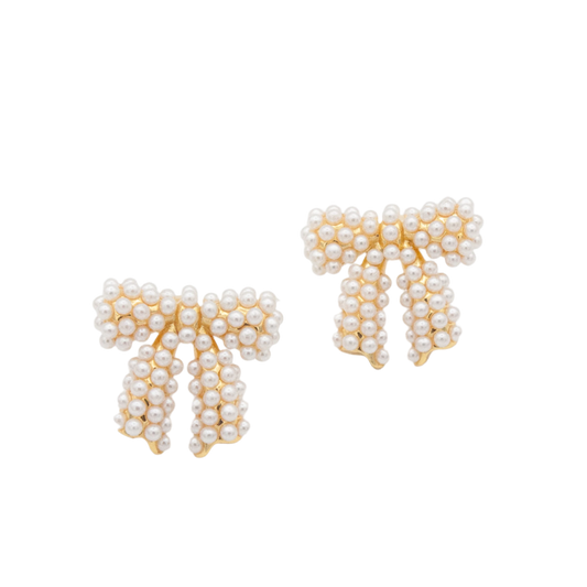 Maria Pearl Bow Earrings : 14k Gold Filled