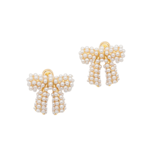 Maria Pearl Bow Earrings : 14k Gold Filled