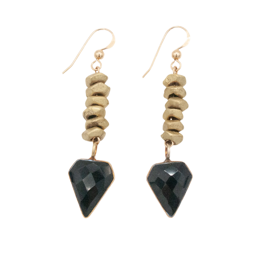 Onyx Diamondback Earrings :: 14k Gold Filled