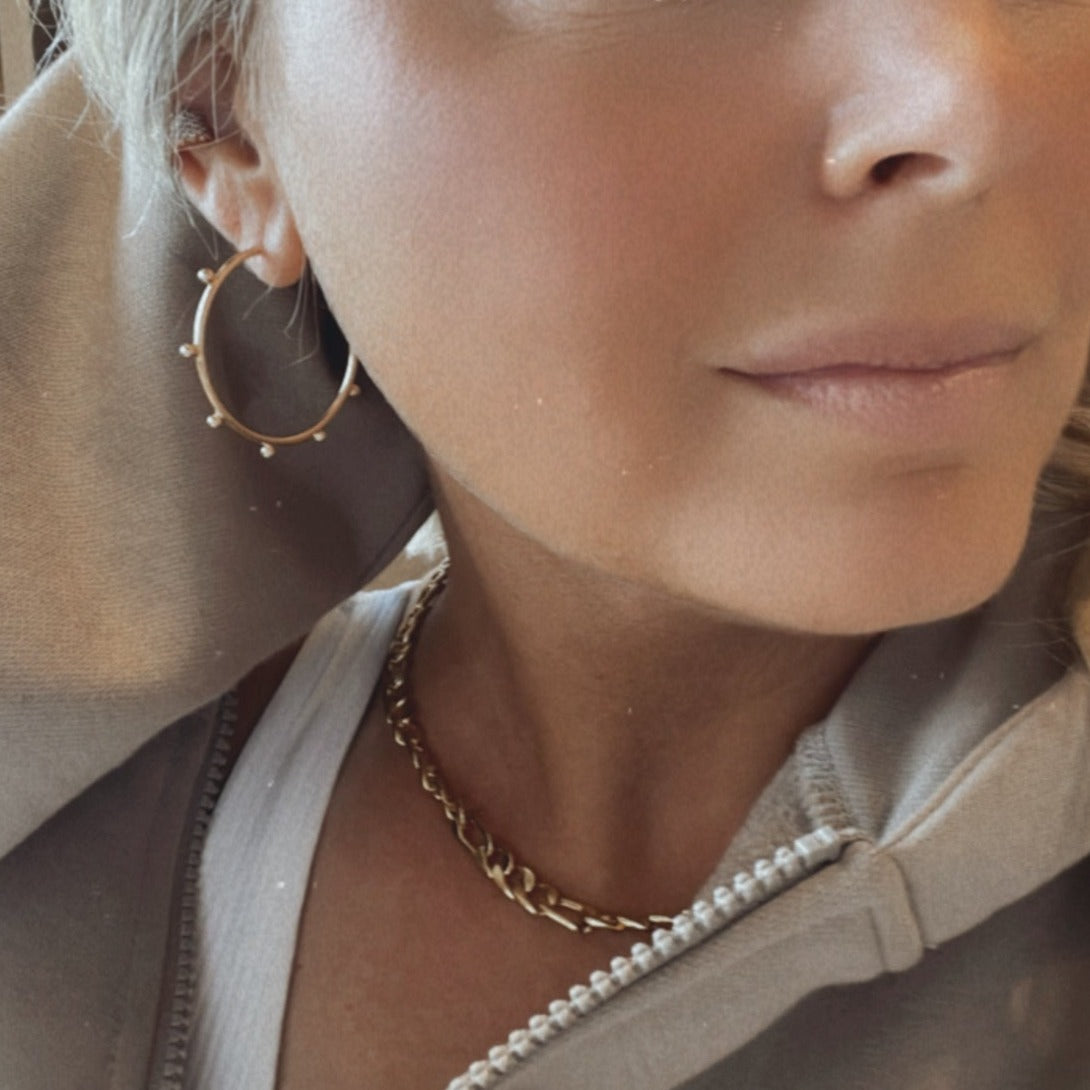 Helm Studded Hoop Earrings :: 18k Gold Filled