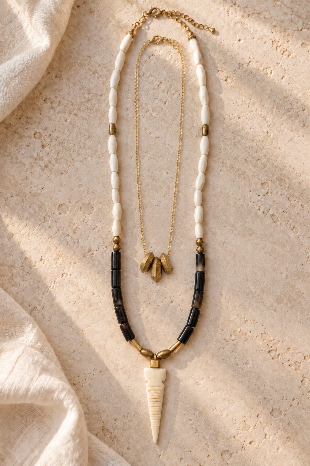 Black Agate + Bone Vahira Necklace