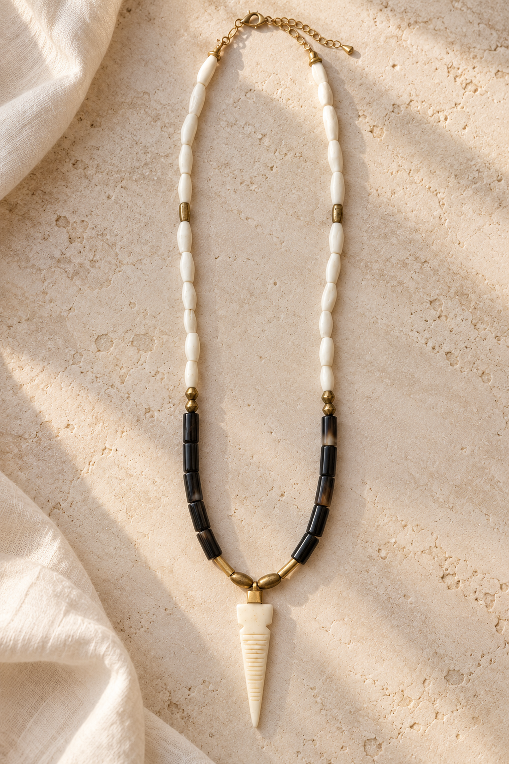 Black Agate + Bone Vahira Necklace