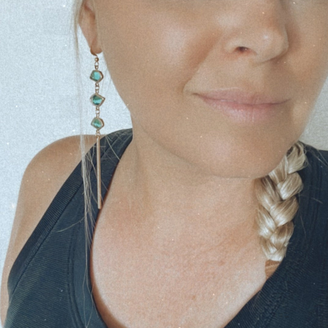 Bali-Ali Gemstone Earrings :: Emerald