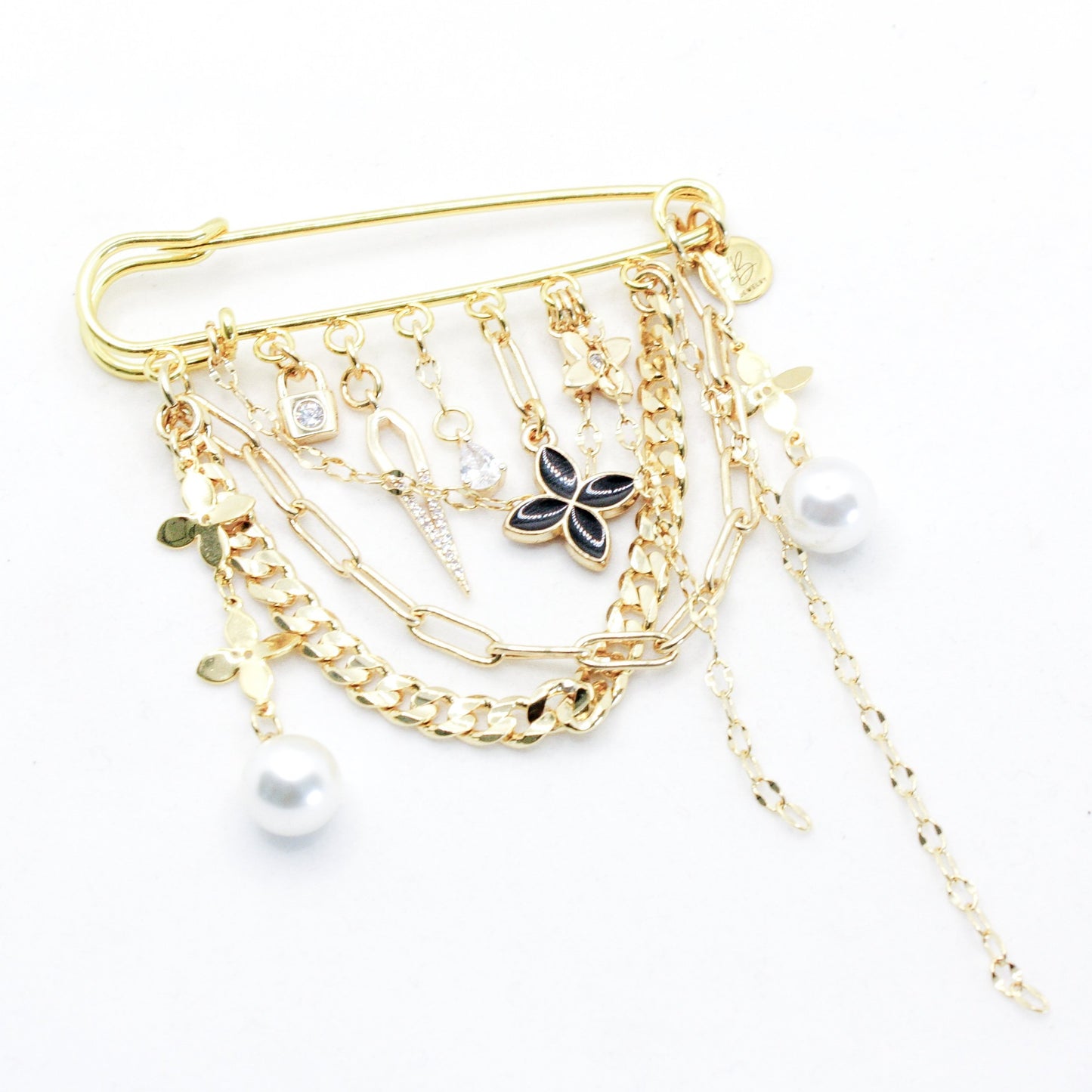 As If! Pin : Chain + Pearl Charm Brooch