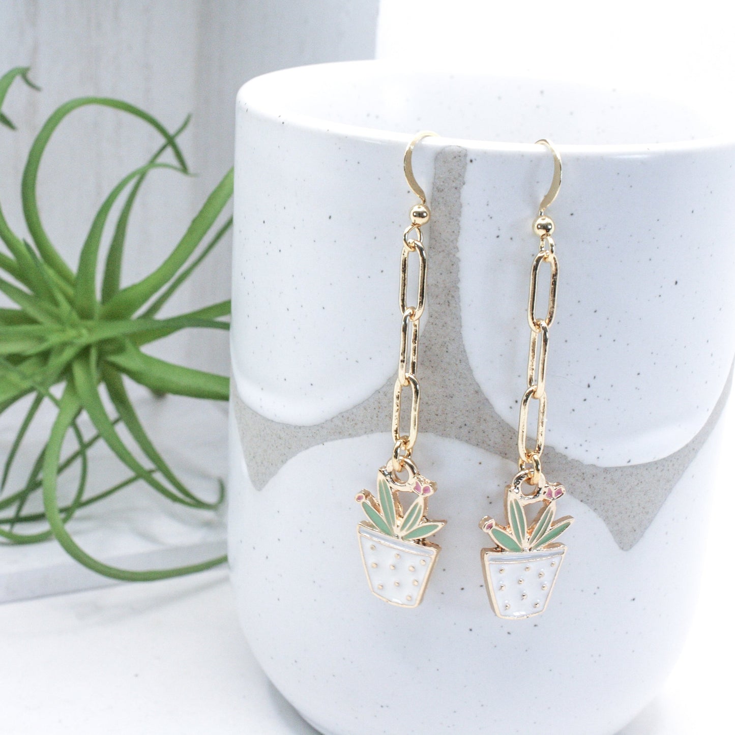 Coastal Potted Succulent Earrings