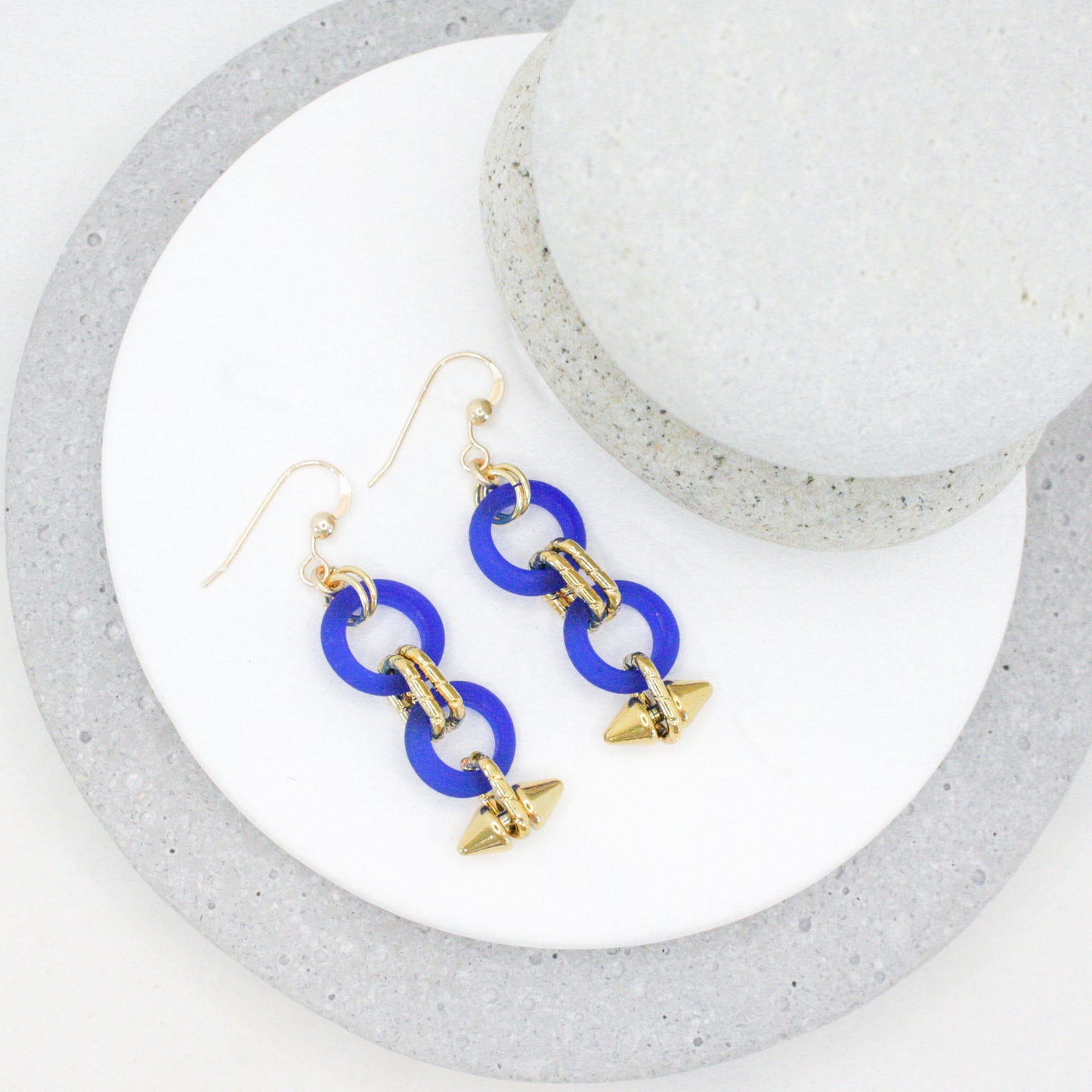 Caldera Glass & Spike Earrings :: 24k Gold Filled