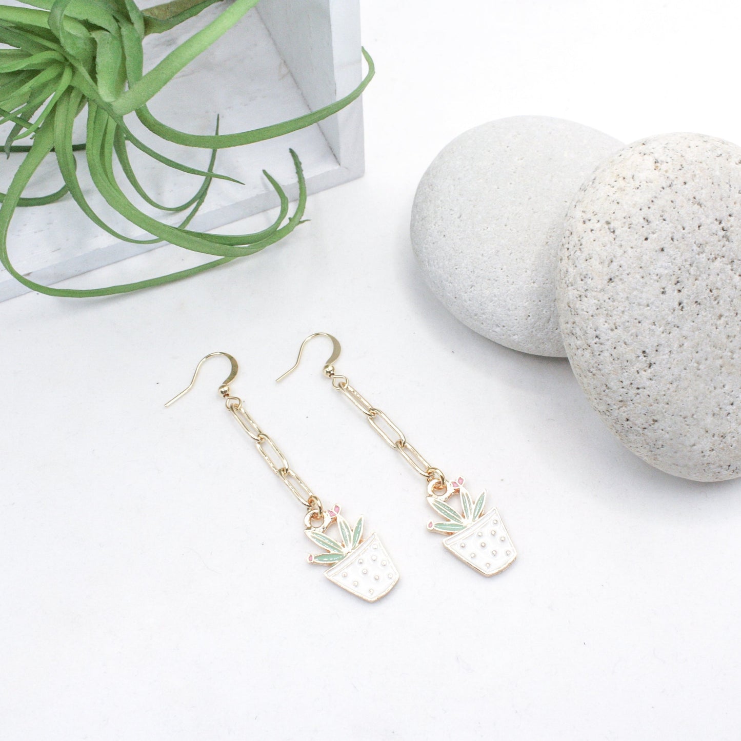 Coastal Potted Succulent Earrings